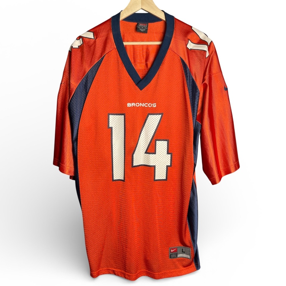 VTG Nike Denver‎ Broncos Brian Griese 14 Jersey Mens Large Orange NFL 1998-02